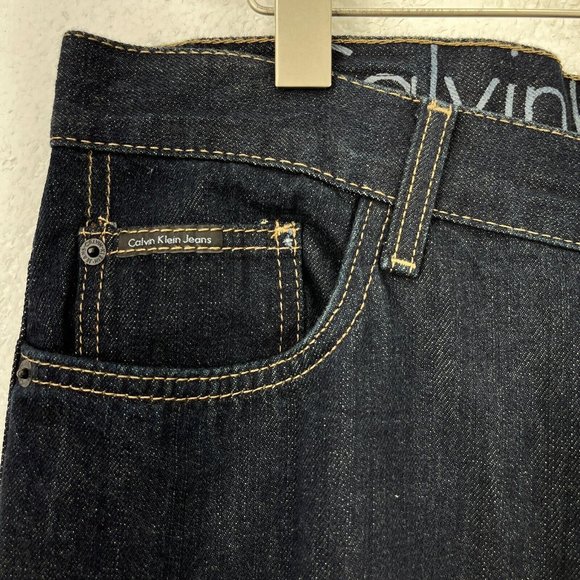 Calvin Klein Jeans Straight Cut Dark Wash Bootcut Jeans SIZE 34 - Picture 6 of 8